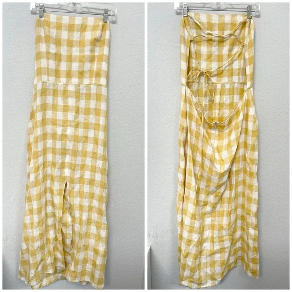 Reformation Nia Linen Gingham Check Midi Dress Yellow White Size 12 - threedaughtersproperties.com Reformation Nia Linen Gingham Check Midi Dress Yellow White Size 12 - threedaughtersproperties.com